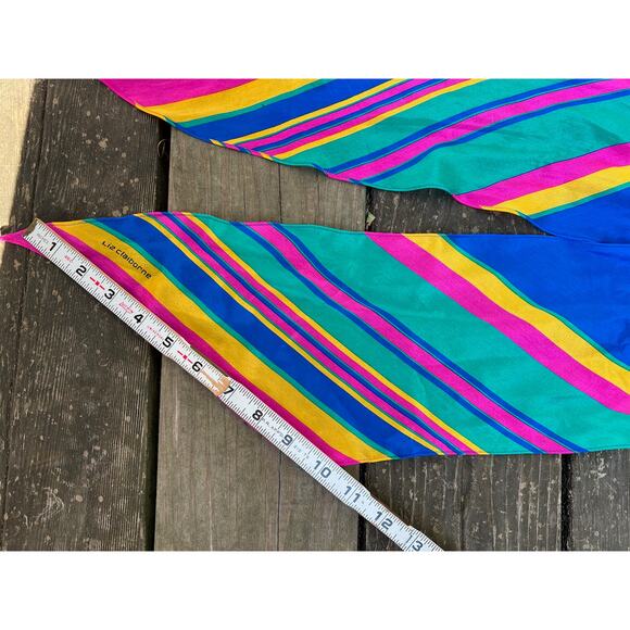 Liz Claiborne scarf oblong blue pink yellow - Picture 7 of 15